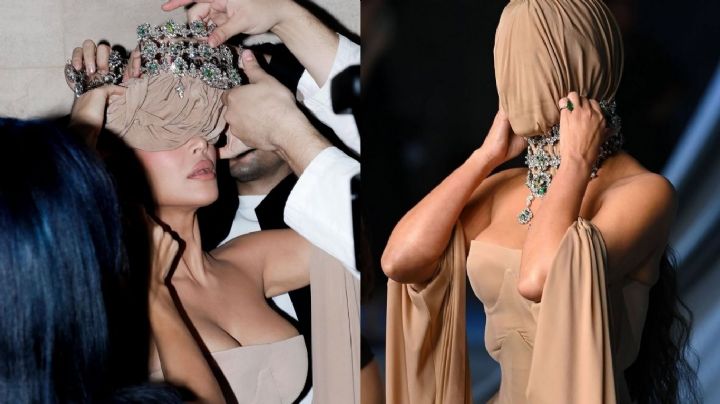El regreso de un ícono: Kim Kardashian impresiona con máscara y corset nude en alfombra roja