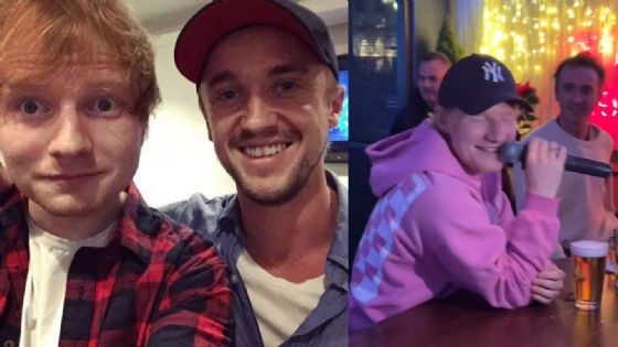 Ed Sheeran sorprende en un karaoke de Nueva York; Tom Felton estuvo presente