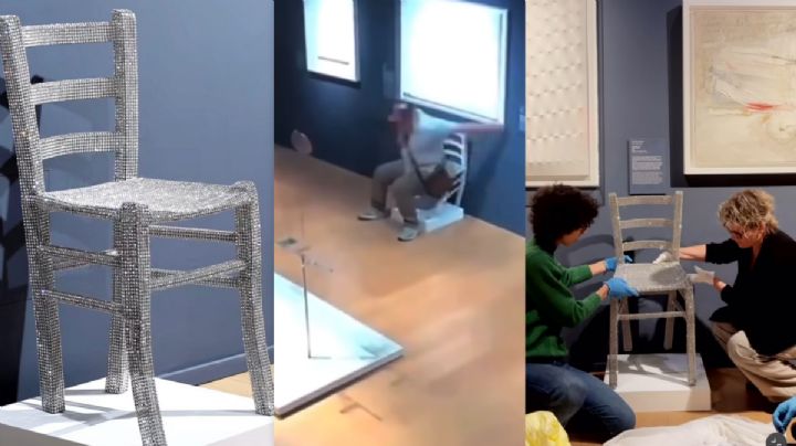 MOMENTO EXACTO en el que turista rompe silla de Swarovski en museo de Verona por tomarse una foto