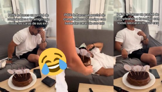 Pastel con fotos de sus exnovias: el regalo más incómodo de cumpleaños que se volvió viral