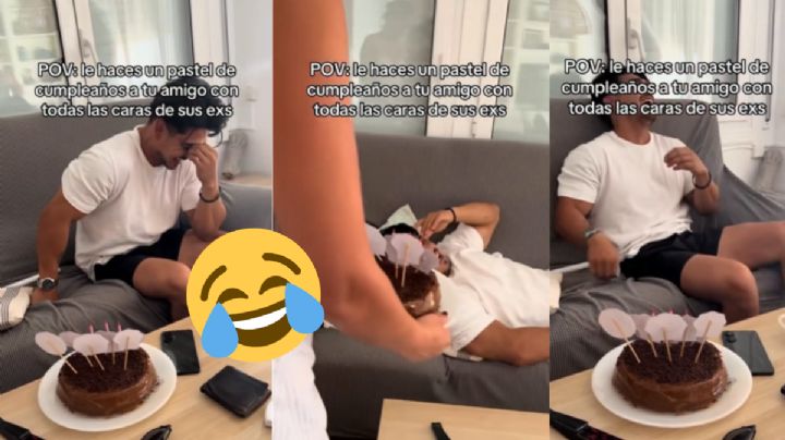Pastel con fotos de sus exnovias: el regalo más incómodo de cumpleaños que se volvió viral