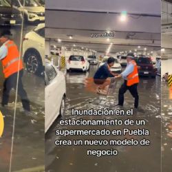 MOMENTO EXACTO en que 'viene, viene' improvisa un carrito como taxi para enfrentar inundación