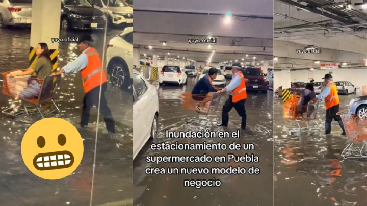 MOMENTO EXACTO en que 'viene, viene' improvisa un carrito como taxi para enfrentar inundación