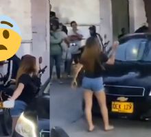 VIDEO | Hija descubre amante de su padre y le rompe el coche en plena calle
