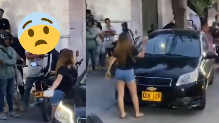 VIDEO | Hija descubre amante de su padre y le rompe el coche en plena calle