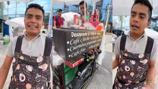 Nieto de ‘Resortes’ conquista TikTok con su puesto de café en CDMX | VIDEO
