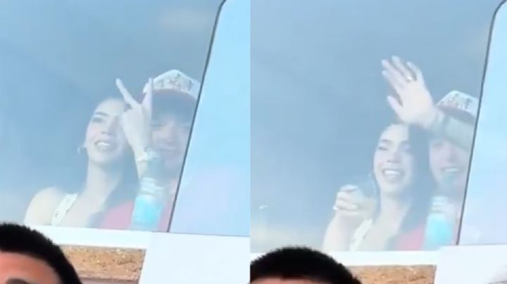 MOMENTO EXACTO en que Peso Pluma y Kenia OS fueron captados en el partido del Toluca