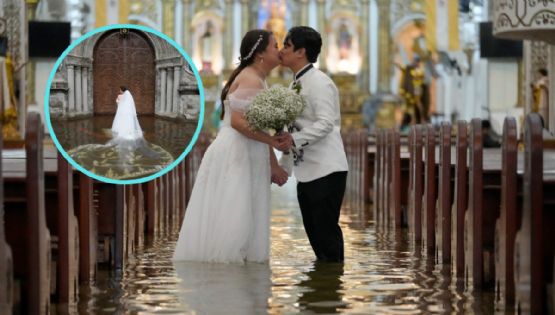 Celebran boda en plena inundación; nada detuvo la unión de esta pareja y se hace viral