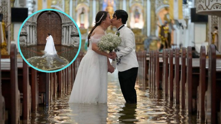 Celebran boda en plena inundación; nada detuvo la unión de esta pareja y se hace viral