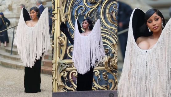 Cardi B impacta en París con un cuervo como accesorio en la Semana de la Alta Costura | VIDEO