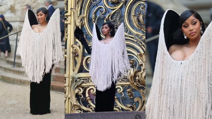 Cardi B impacta en París con un cuervo como accesorio en la Semana de la Alta Costura | VIDEO