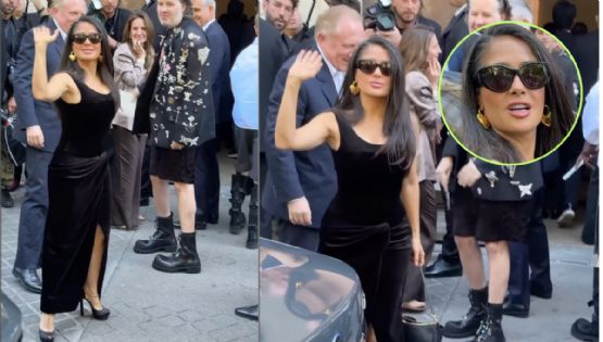 Salma Hayek deslumbra en Balenciaga durante la Semana de la Alta Costura con elegante vestido negro