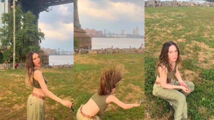 Belinda sufre aparatosa caída durante grabación y lo comparte con humor en TikTok | VIDEO